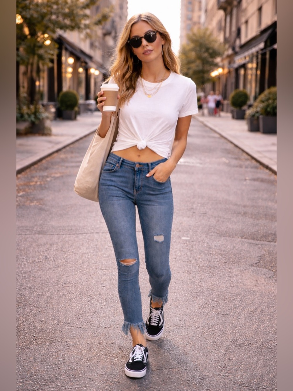 Free People Distressed Skinny Jeans 💙 Summer Coffee Run Casual Chic Medium Wash